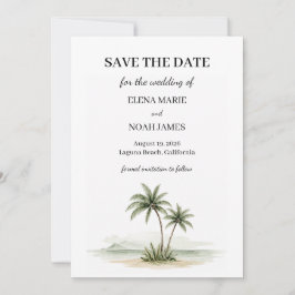 Aquarel Tropische Palmboom Foto Save The Date Kaart