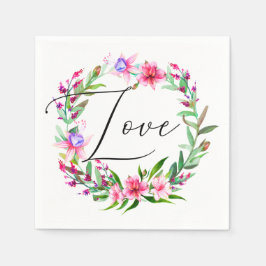 Aquarel tropische roze bloemen. Bloemige bruiloft Servet
