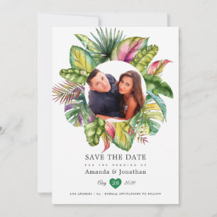 Aquarel Tropische Zomer Strand Bruiloft Foto Save The Date
