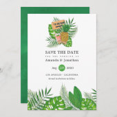 Aquarel Tropische Zomer Strand Bruiloft Save The Date (Voorkant / Achterkant)