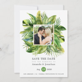 Aquarel Tropische Zomer Strand Bruiloftsfoto Save The Date