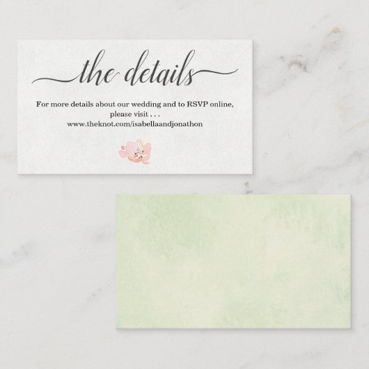 Aquarel Trouwdetails Website Bijgevoegde Kaart (Voorkant / Achterkant)