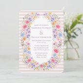 Aquarel Tuin Bloem Frame Gestreepte Uitnodiging (Staand voorkant)