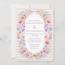 Aquarel Tuin Bloem Frame Gestreepte Uitnodiging