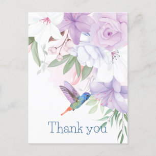 Aquarel Tuin Bloemen Kolibrie Vogel Dank Briefkaart