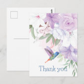 Aquarel Tuin Bloemen Kolibrie Vogel Dank Briefkaart (Voorkant / Achterkant)