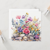 Aquarel Tuin Bloemen op de Rotsen  Kaart (Voorkant / Achterkant in situ)