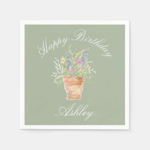 Aquarel Tuin Bloemen Servet