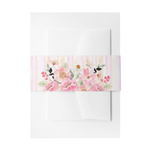 Aquarel Tuin Bloemen Strepen Uitnodigingen Wikkel