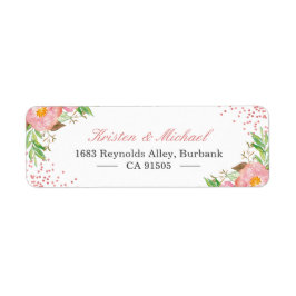 Aquarel Tuin Botanische Roze Bloem Etiket