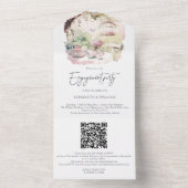 Aquarel Tuin Bruiloft QR Code RSVP All In One Uitnodiging (Binnen)