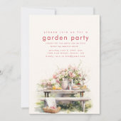 Aquarel Tuin Theepartij Uitnodiging (Voorkant)