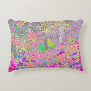 Aquarel Tuin Zonsopgang met Paarse Bloemen Accent Kussen