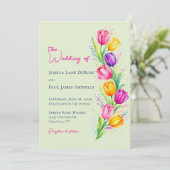 Aquarel Tulp Bloem Bruiloft Uitnodiging (Staand voorkant)