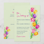 Aquarel Tulp Bloem Bruiloft Uitnodiging (Voorkant / Achterkant)