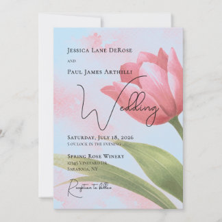 Aquarel Tulp Bloem Bruiloft Uitnodiging