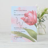 Aquarel Tulp Bloem Bruiloft Uitnodiging (Staand voorkant)