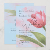 Aquarel Tulp Bloem Bruiloft Uitnodiging (Voorkant / Achterkant)