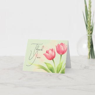 Aquarel Tulp Bloemige Trouw Dankkaart Bedankkaart