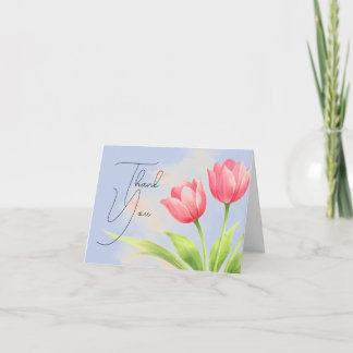 Aquarel Tulp Bloemige Trouw Dankkaart Bedankkaart