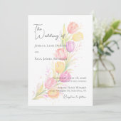 Aquarel Tulp Bloemige Trouw Uitnodiging (Staand voorkant)