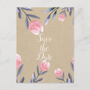 Aquarel Tulpen Peach Spring Save the Date Aankondigingskaart