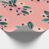 Aquarel Turquoise en Roze Bloemmotief Cadeaupapier (Hoek)