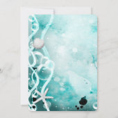 Aquarel Turquoise Inksplash Onderzee Huwelijk Kaart (Achterkant)