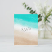 Aquarel Turquoise & Tan Elegante Beach Bruiloft RS Uitnodiging Briefkaart (Staand voorkant)