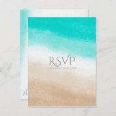 Aquarel Turquoise & Tan Elegante Strand Bruiloft R Uitnodiging Briefkaart (Voorkant / Achterkant)