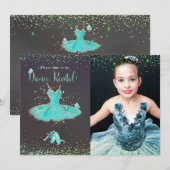 Aquarel Turquoise Tutu Danstheaterstuk Kaart (Voorkant / Achterkant)