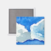 Aquarel Twee Wolken Schilderij Magneet (Voorkant / Achterkant)