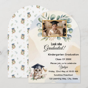 Aquarel Uil Pre-K Kleuterschool Afstuderen Kaart