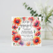 Aquarel uitnodiging voor verlovingsfeest Rode Klap (Staand voorkant)