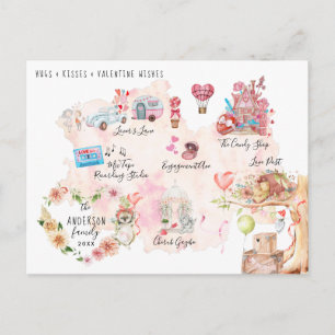 Aquarel Valentijn Dorpskaart Geïllustreerd Briefkaart