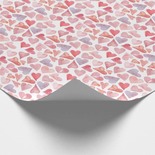 Aquarel Valentijnse Harten Cadeaupapier (Hoek)