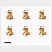 Aquarel van appeljam pot en appels ronde sticker (Vel)