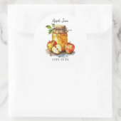 Aquarel van appeljam pot en appels ronde sticker (Tas)