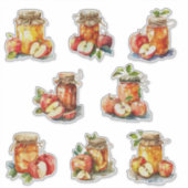 Aquarel van appeljam pot en appels sticker (Voorkant)