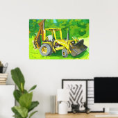 Aquarel van een gele tractor met bak poster (Thuiskantoor)