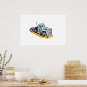 Aquarel van een gestileerde vrachtwagen poster (Keuken)