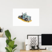 Aquarel van een gestileerde vrachtwagen poster (Thuiskantoor)