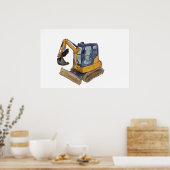 Aquarel van een kleine graafmachine poster (Keuken)