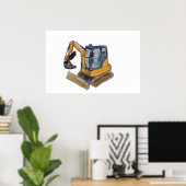Aquarel van een kleine graafmachine poster (Thuiskantoor)