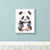Aquarel van een moppige baby panda canvas afdruk (Insitu (Houten vloer))