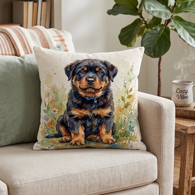 Aquarel van een Mopshond Rottweiler Kussen (Creator heeft geüpload)