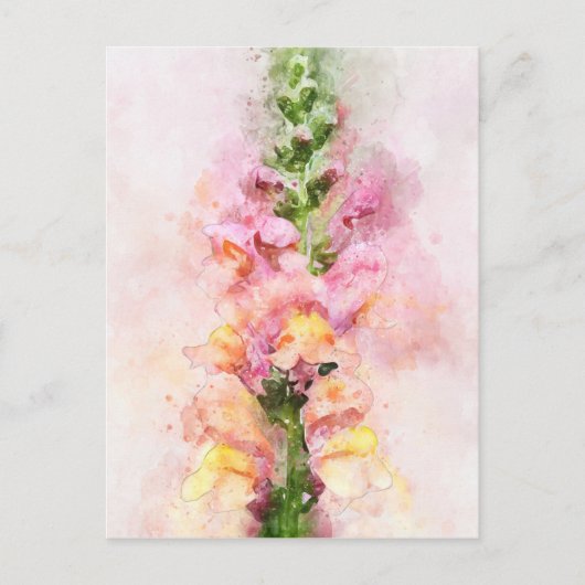 Aquarel van een snapdragon bloem briefkaart (Voorkant)