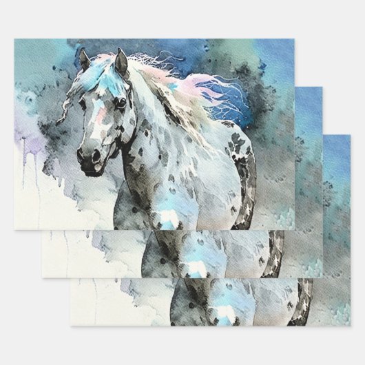 Aquarel van een speelse Appaloosa Merrie Inpakpapier Vel (Set)