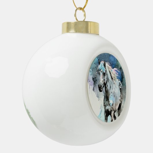 Aquarel van een speelse Appaloosa Merrie Keramische Bal Ornament (Links)