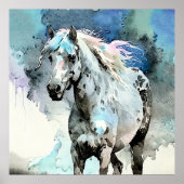 Aquarel van een speelse Appaloosa Merrie Poster (Voorkant)